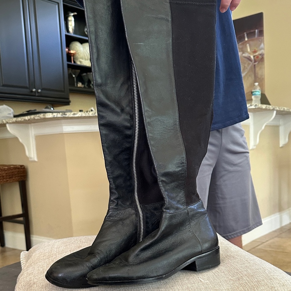 Michael Kors Women’s Black Leather Boots with stretch back over the knee